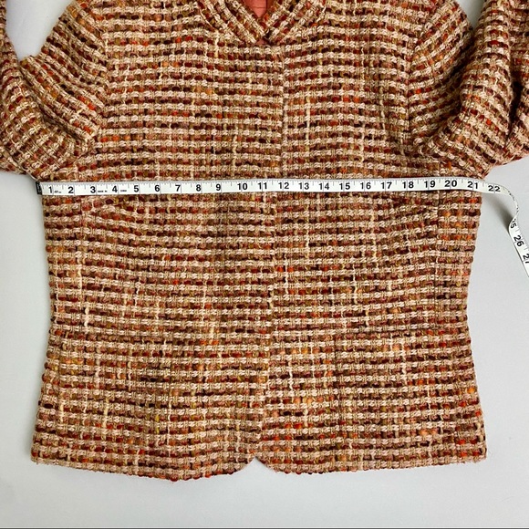 TALBOTS Womens Size 12 Orange/Pink/Brown Tweed 100% Wool Lined Blazer - Picture 5 of 7